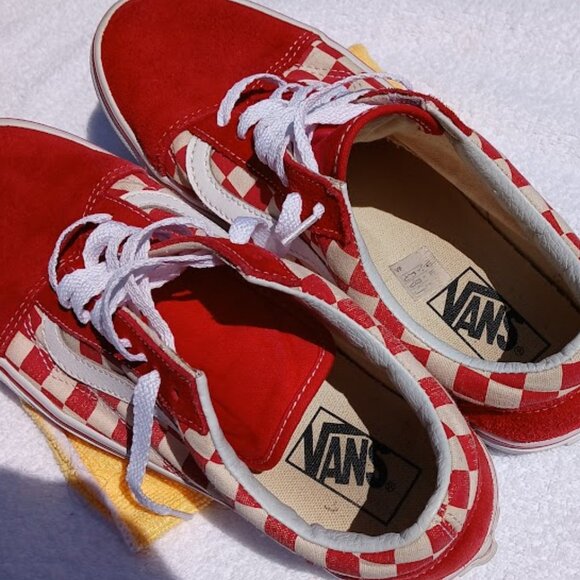 Vans Unisex Stackform Red White Checkerboard Platform Sneakers Size M7.5 W9 - Picture 5 of 6